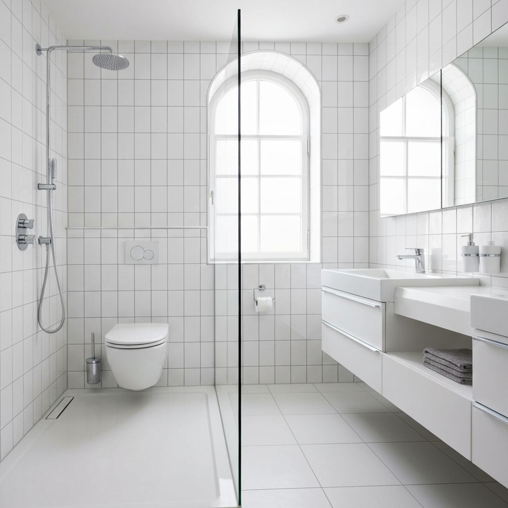 Spotless modern bathroom after professional cleaning